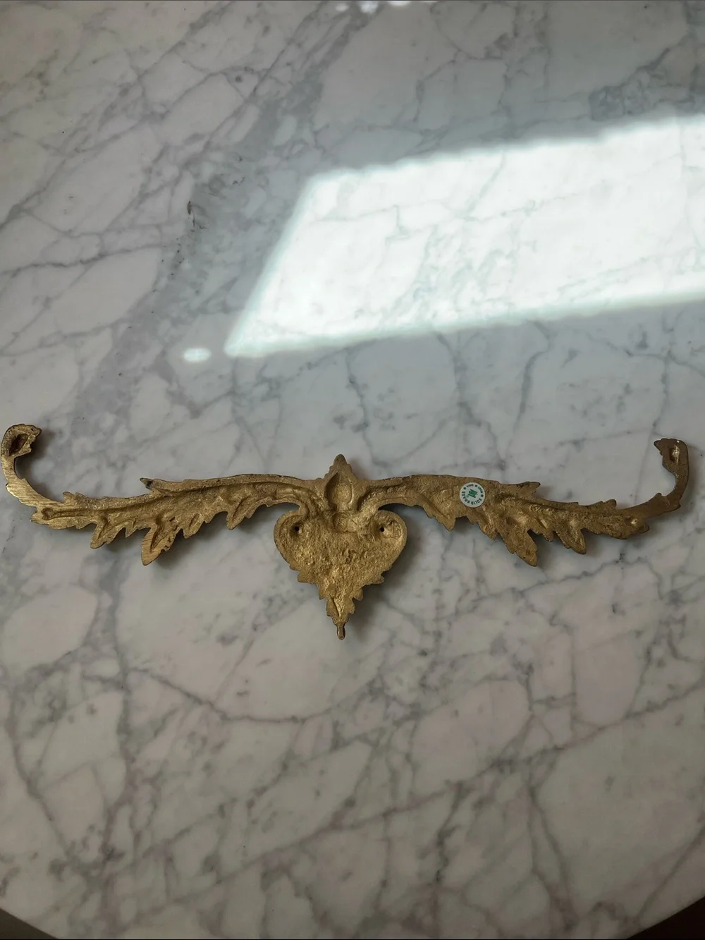 Solid Brass Ornate Gold Leaf Wall Accent - Decorative Applique
